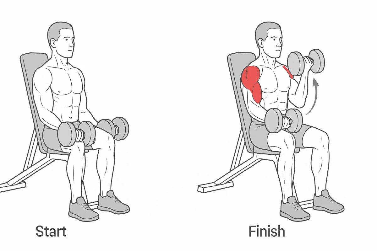 دمبل نشسته جلو بازو