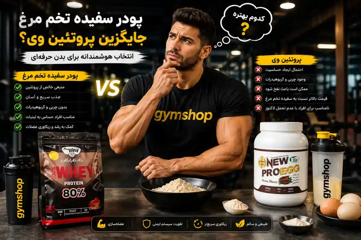 پودر سفیده تخم مرغ جایگزین پروتئین وی-آلبومین جایگزین پروتئین وی-جیم شاپ فروشگاه تخصصی مکمل بدنسازی