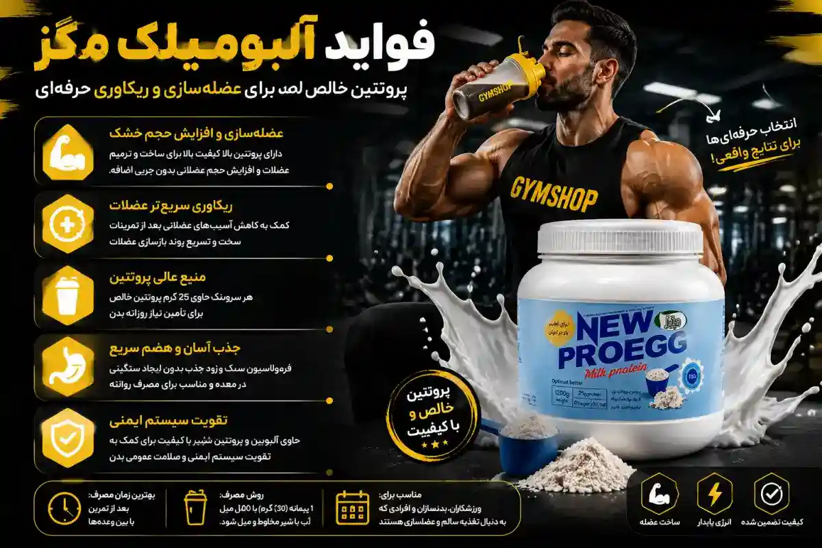 فواید آلبو میلک مگز-خرید پروتئین شیر و پودر سفیده تخم مرغ مگز-جیم شاپ