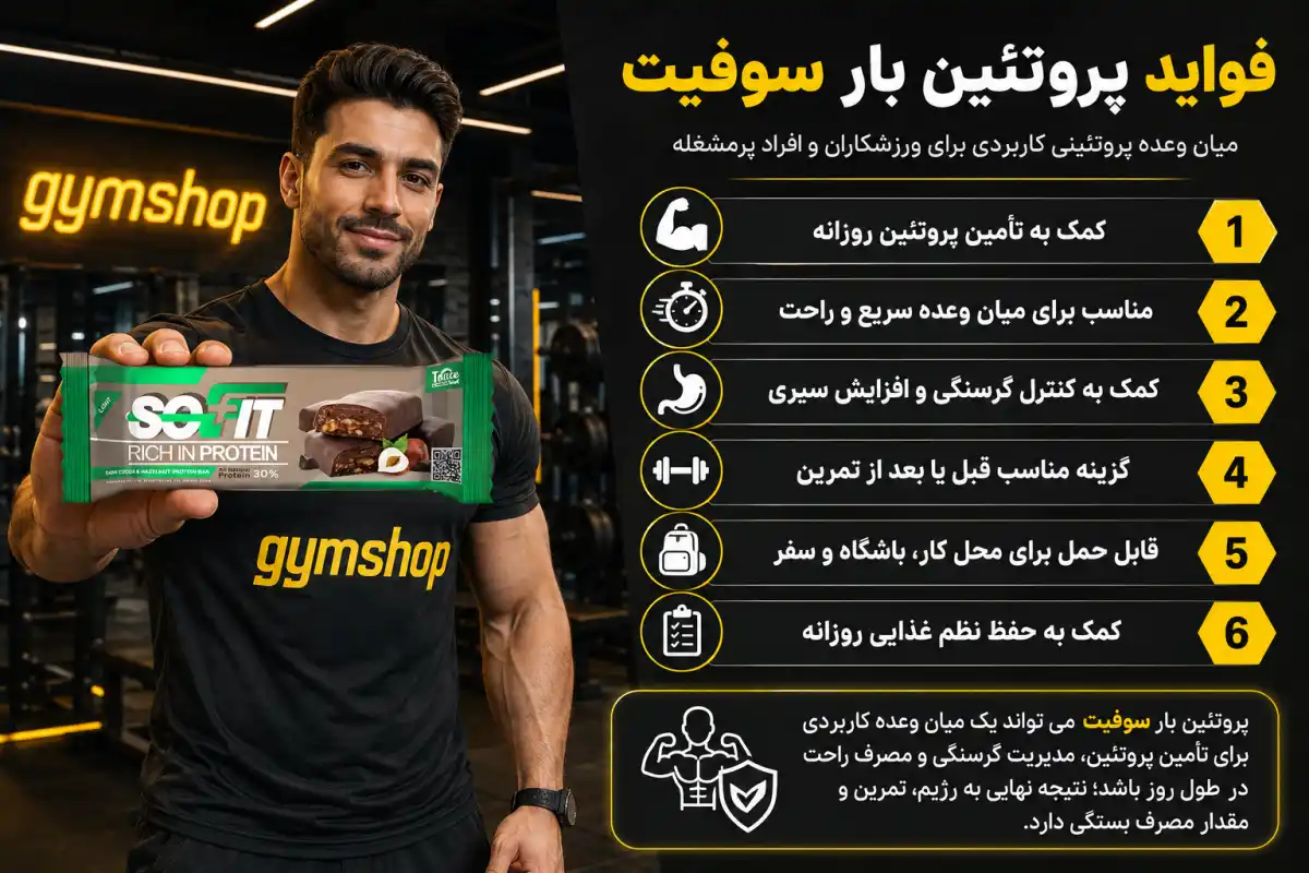 فواید پروتئین بار سوفیت فندقی-خرید پروتئین بار سوفیت-جیم شاپ