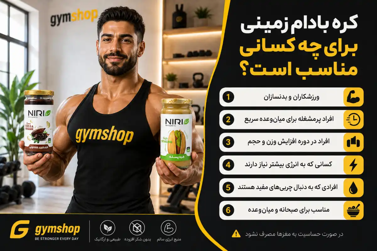 کره بادام زمینی برای چه کسانی مناسب است؟-خرید کره رژیمی-قیمت کره بادام زمینی-جیم شاپ مرجع تخصصی مکمل های رژیمی
